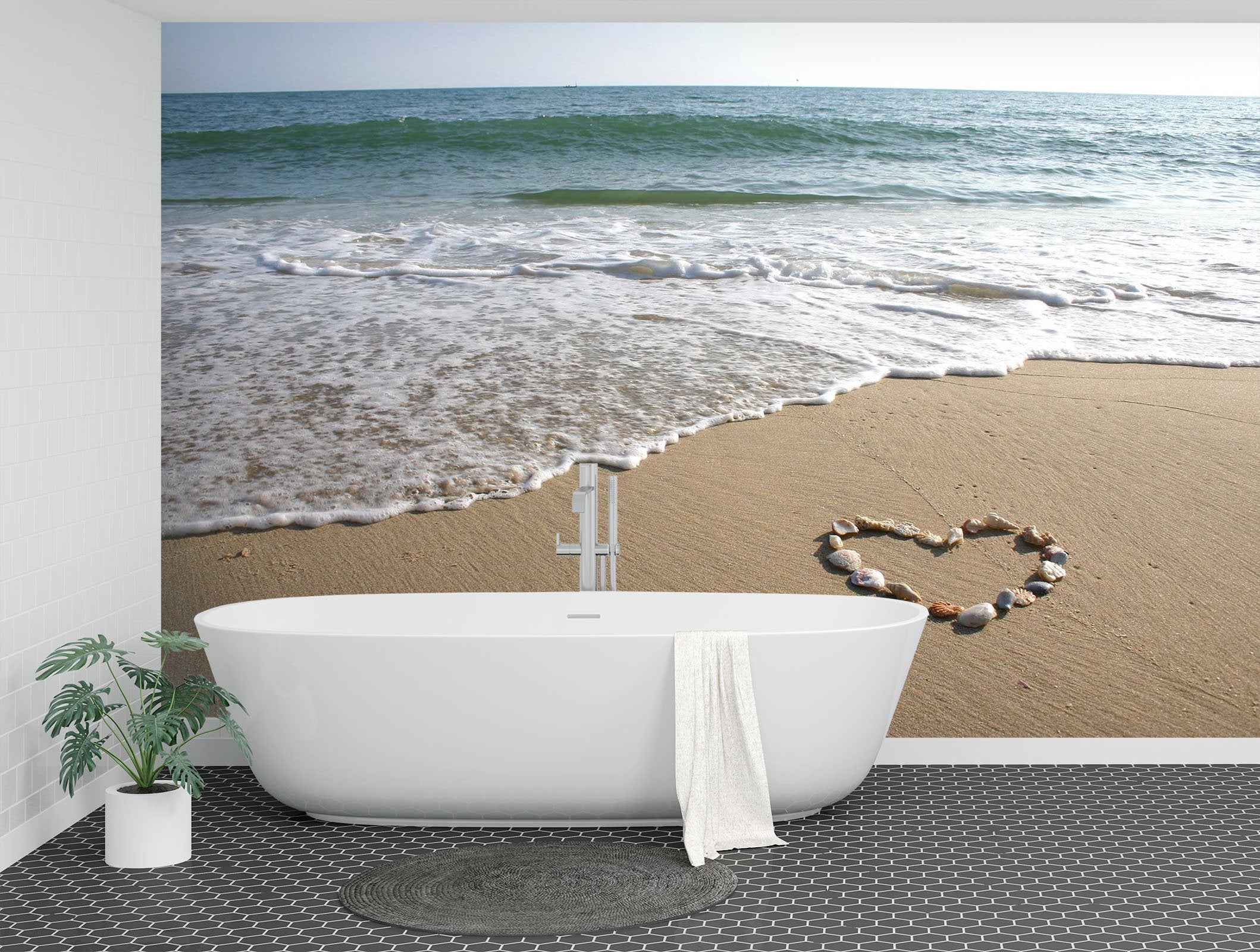 3D Beach Heart Type 099 Wall Murals Wallpaper AJ Wallpaper 2 