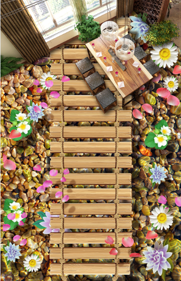 3D Hanging Bridge Floor Mural Wallpaper AJ Wallpaper 2 