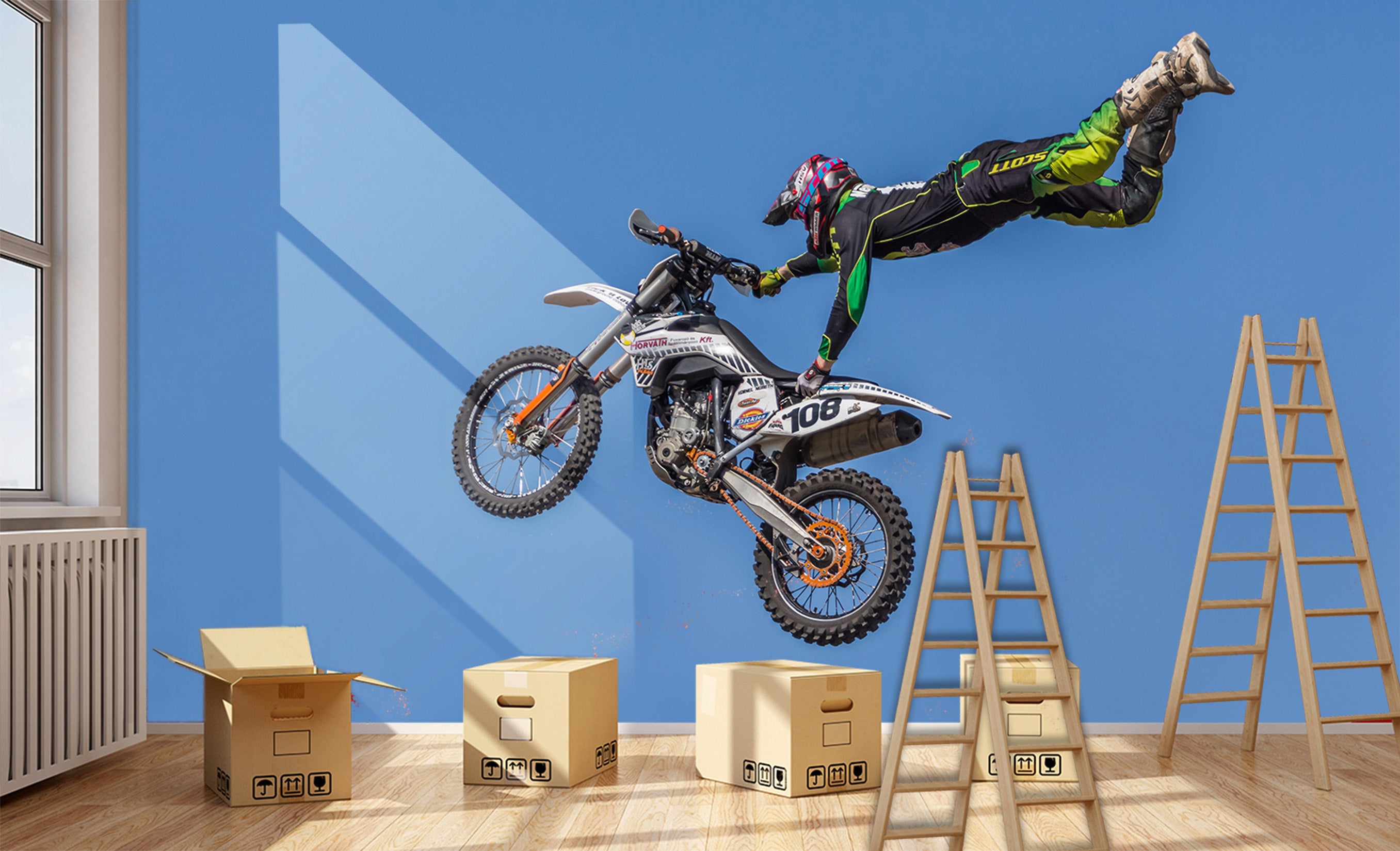 3D Motorcycle Fly 122 Vehicle Wall Murals