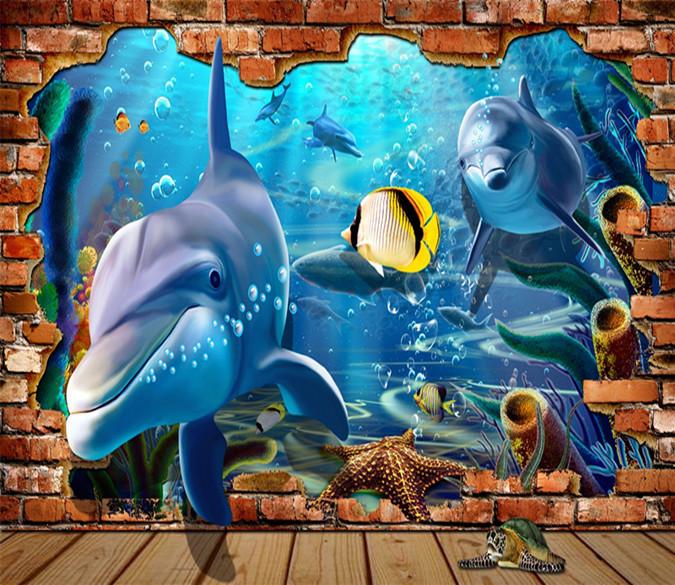 3D Swimming Dolphin 157 Wallpaper AJ Wallpaper 