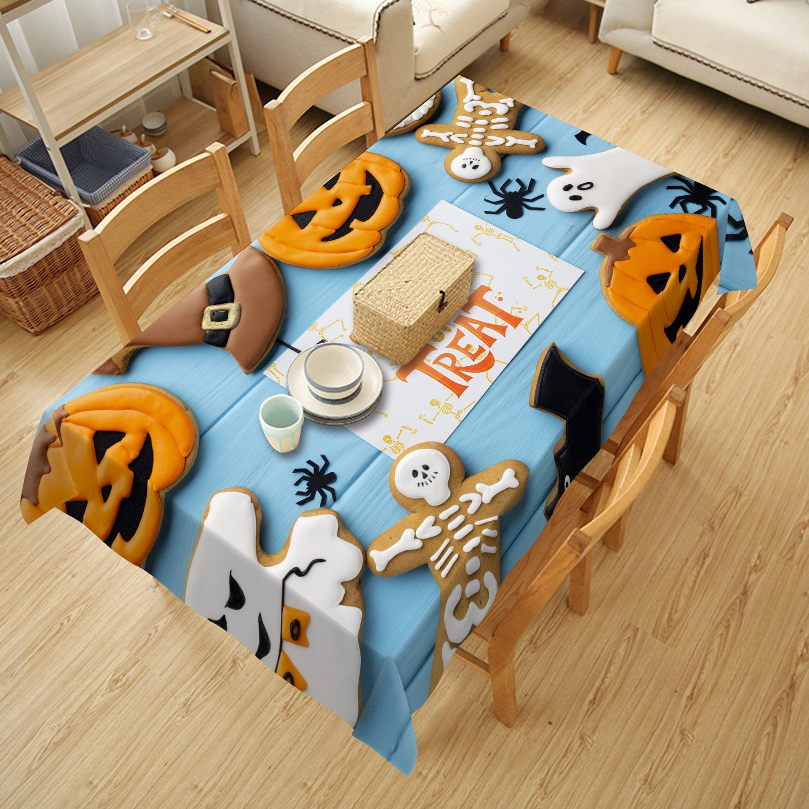 3D Hat Pumpkin Spider 052 Halloween Tablecloths Wallpaper AJ Wallpaper 