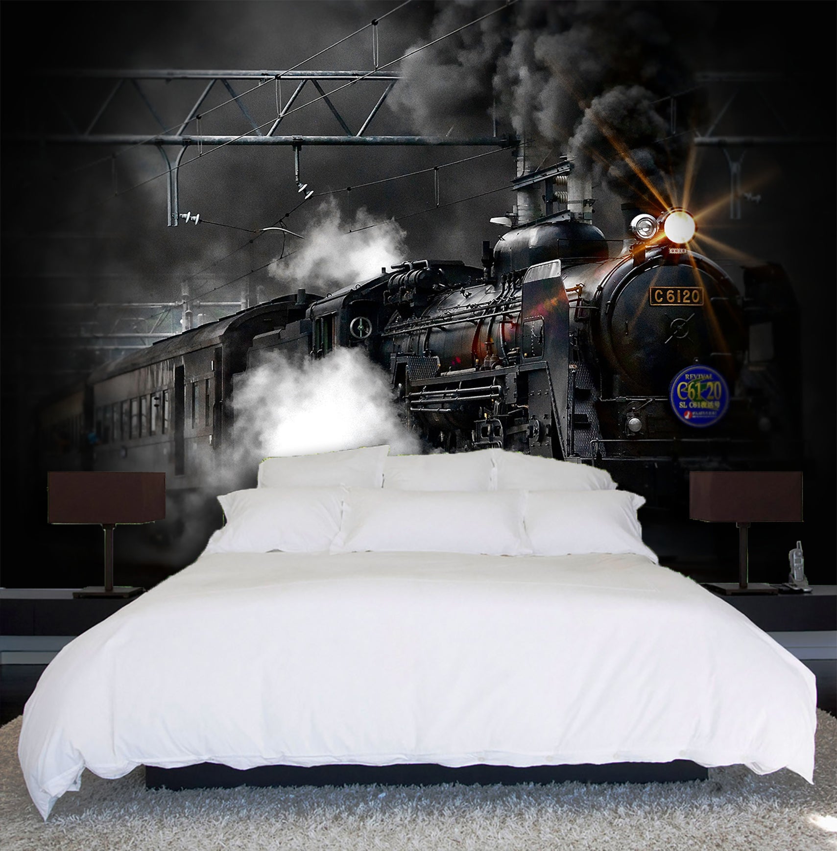 3D Night Train Lights 044 Vehicle Wall Murals