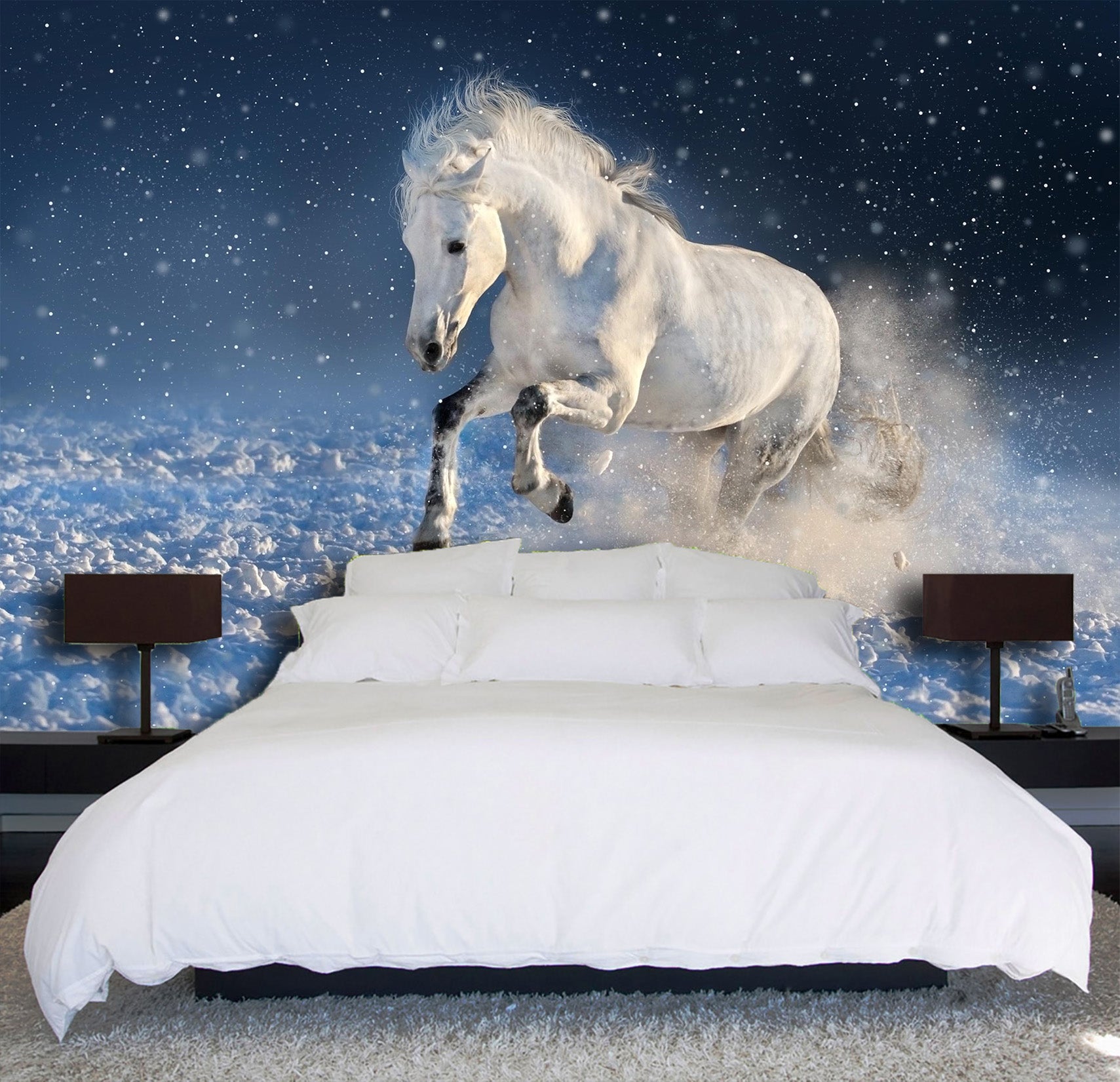3D White Horse 1048 Wall Murals