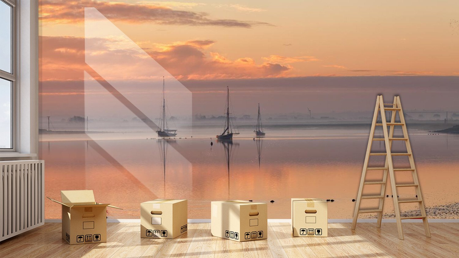 Dusk River Boats 422 Wallpaper AJ Wallpaper 1 