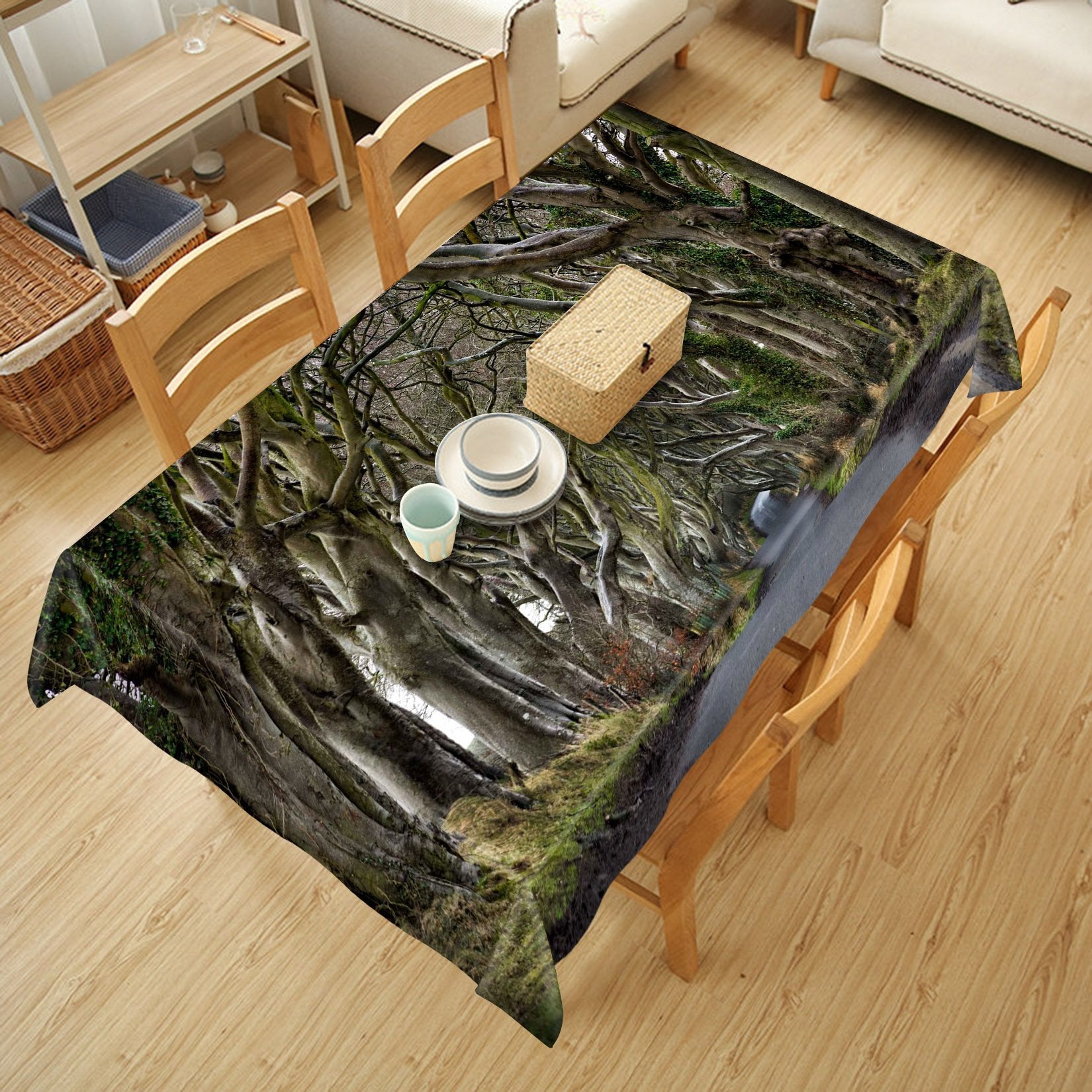 3D Roadside Old Trees 580 Tablecloths Wallpaper AJ Wallpaper 