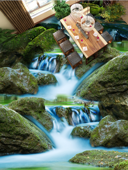 3D Flowing Stream Floor Mural Wallpaper AJ Wallpaper 2 