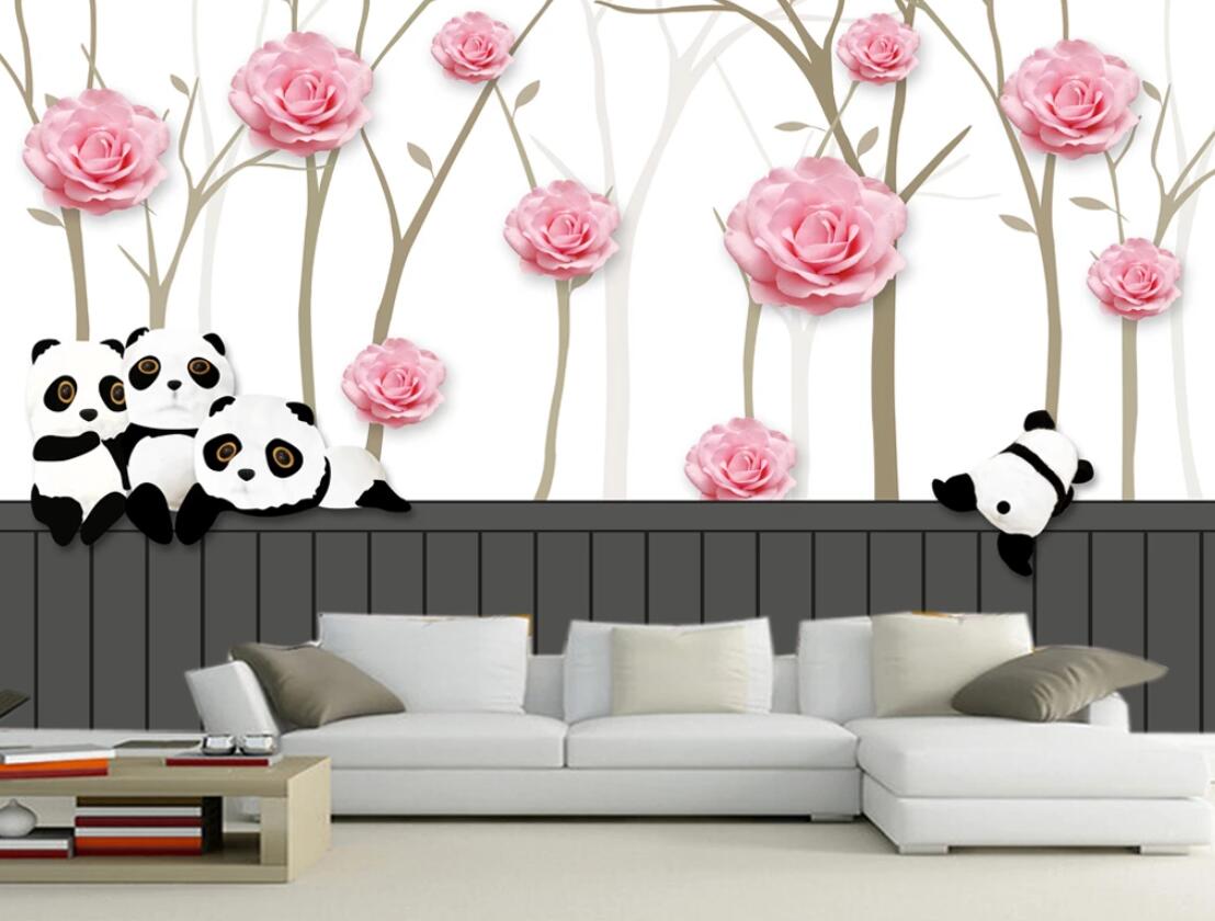 3D Rose Panda WC987 Wall Murals