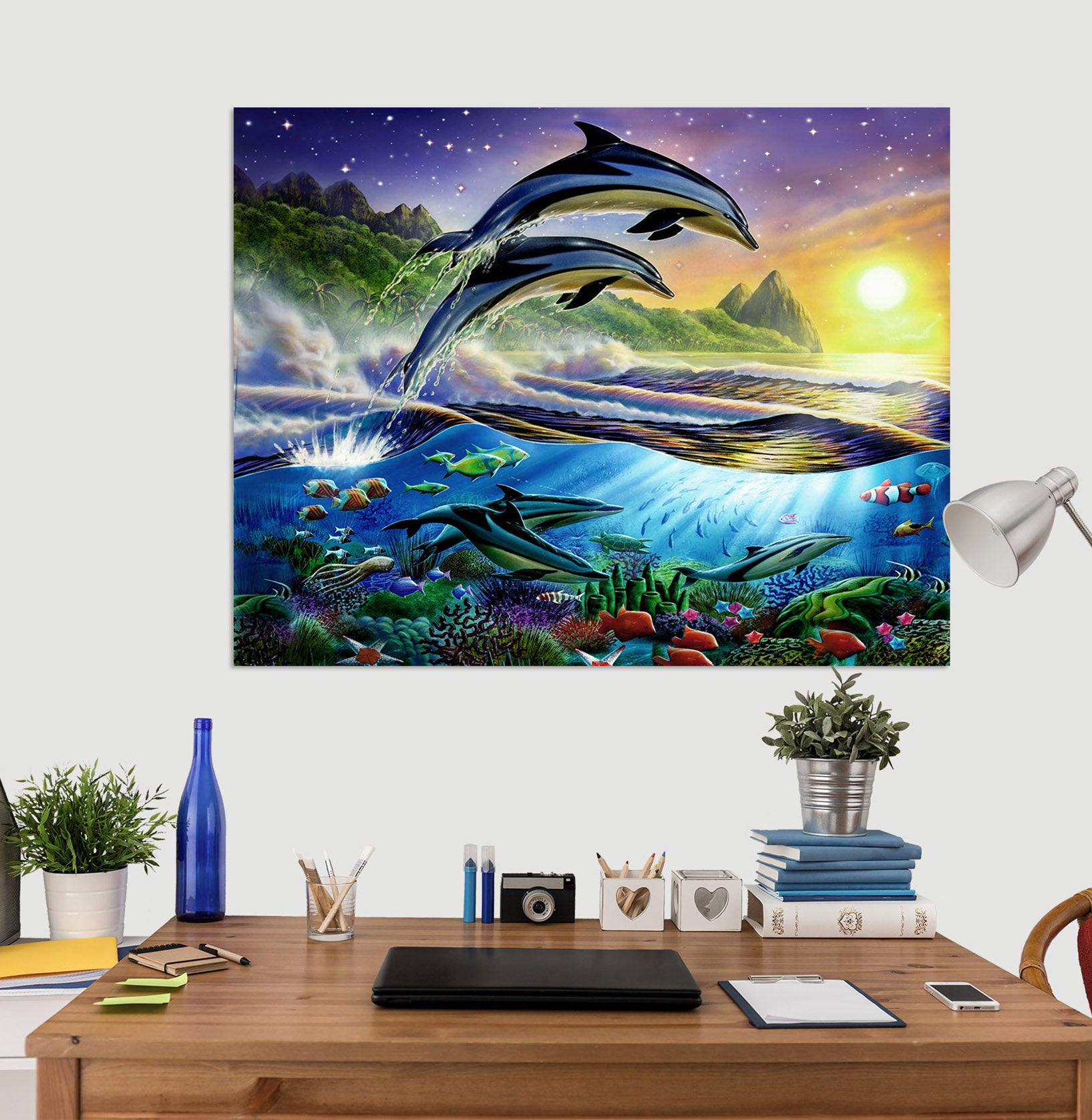 3D Painting Dolphin 001 Adrian Chesterman Wall Sticker