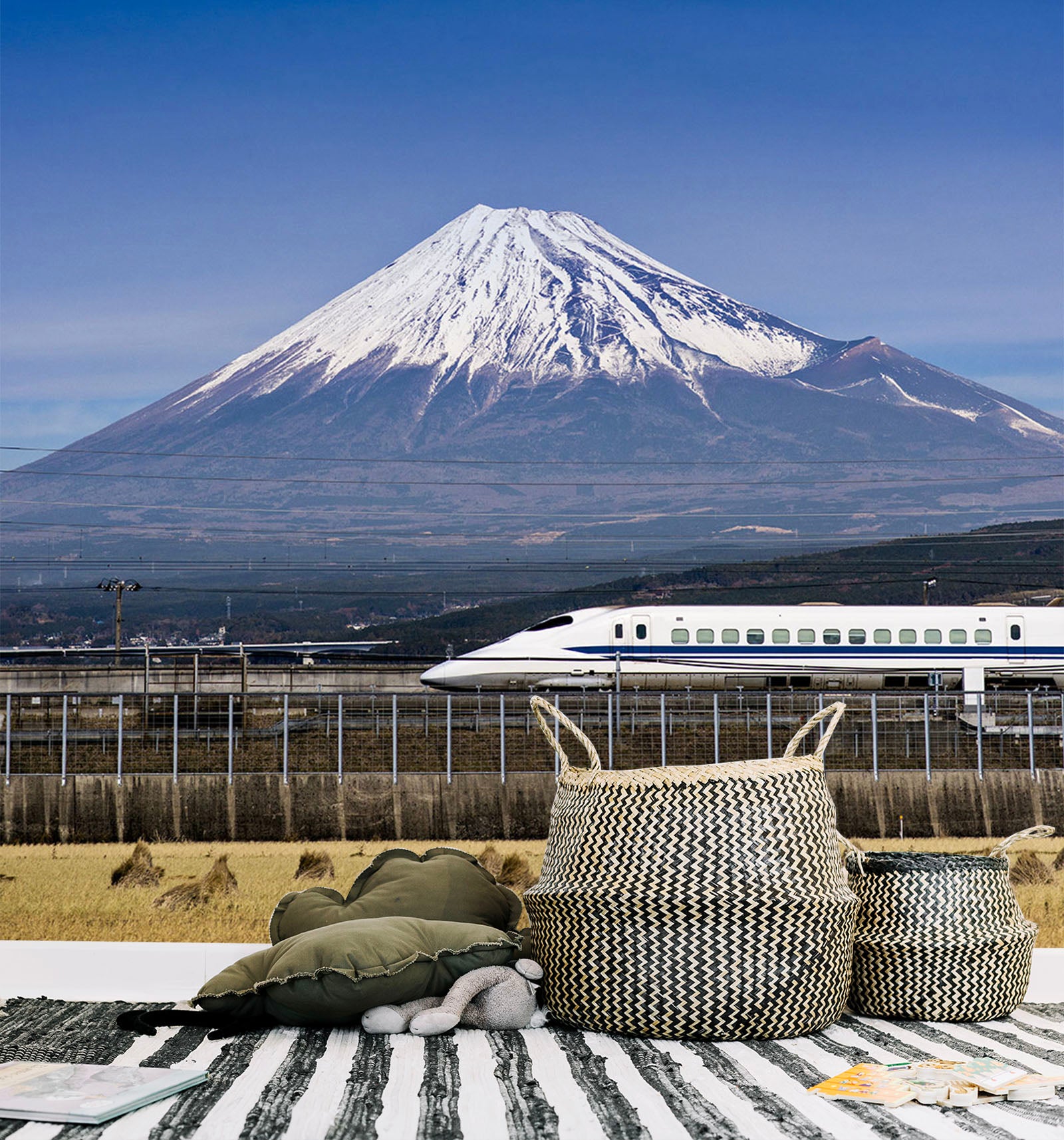 3D Snow Mountain Train 154 Vehicle Wall Murals