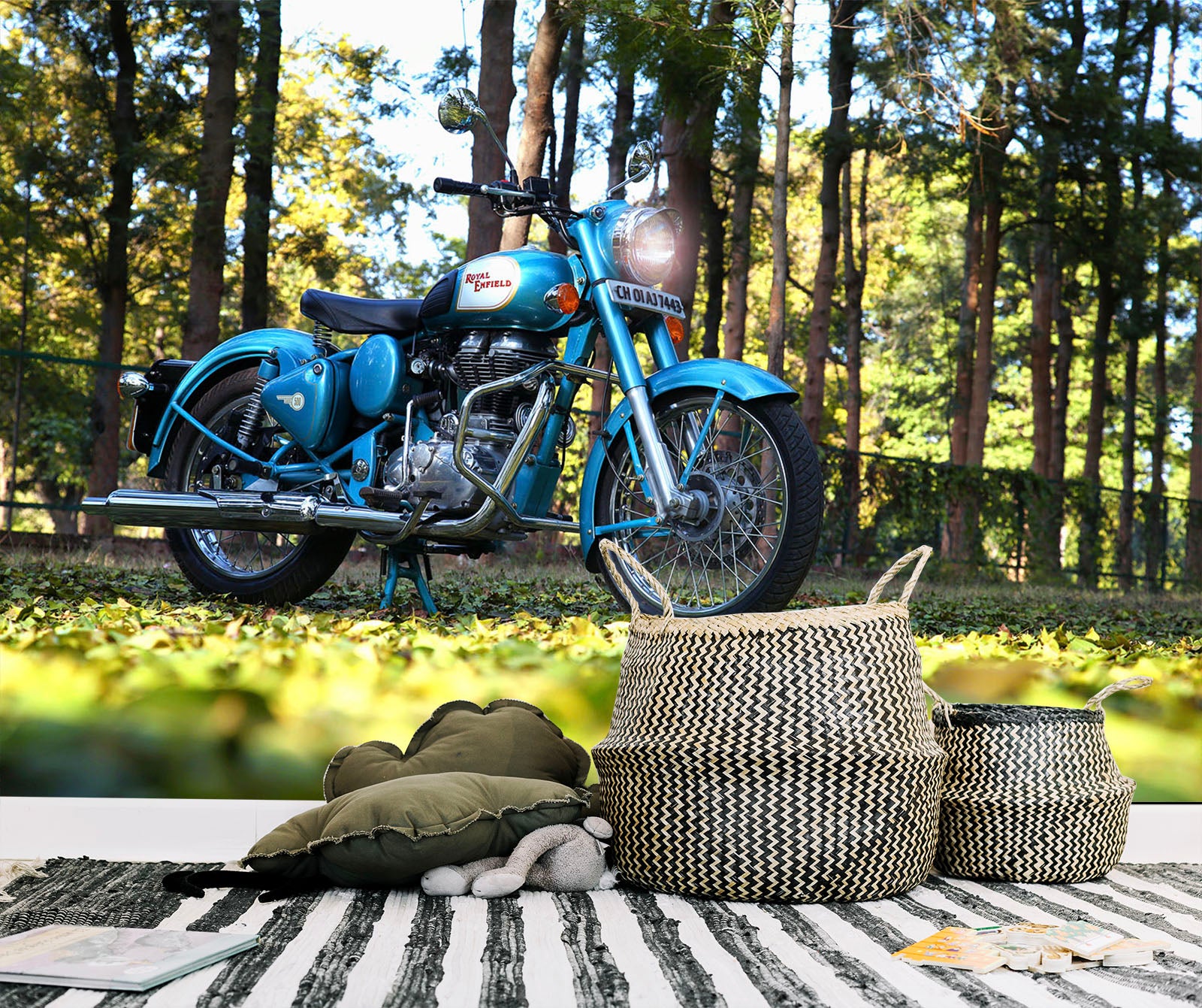 3D Woods Motorcycle 111 Vehicle Wall Murals