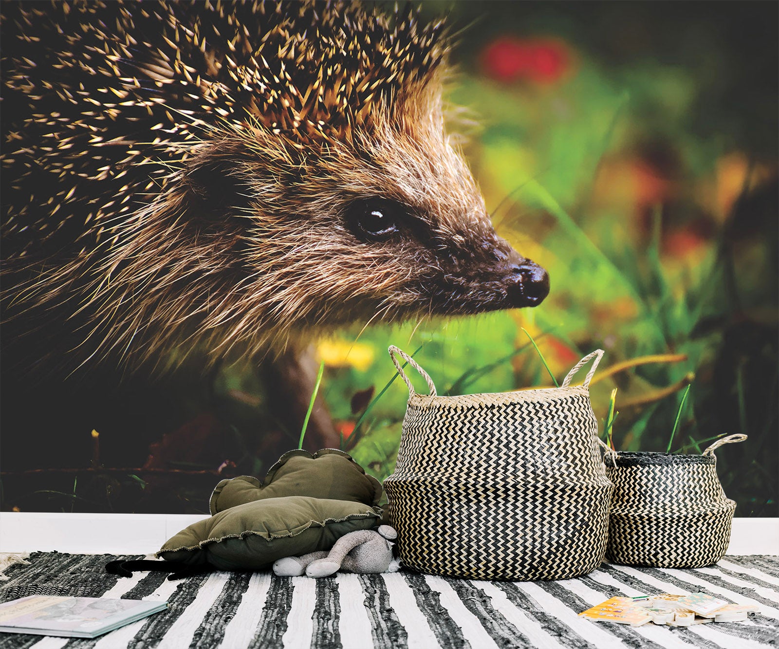 3D Hedgehog Grass 155 Wall Murals