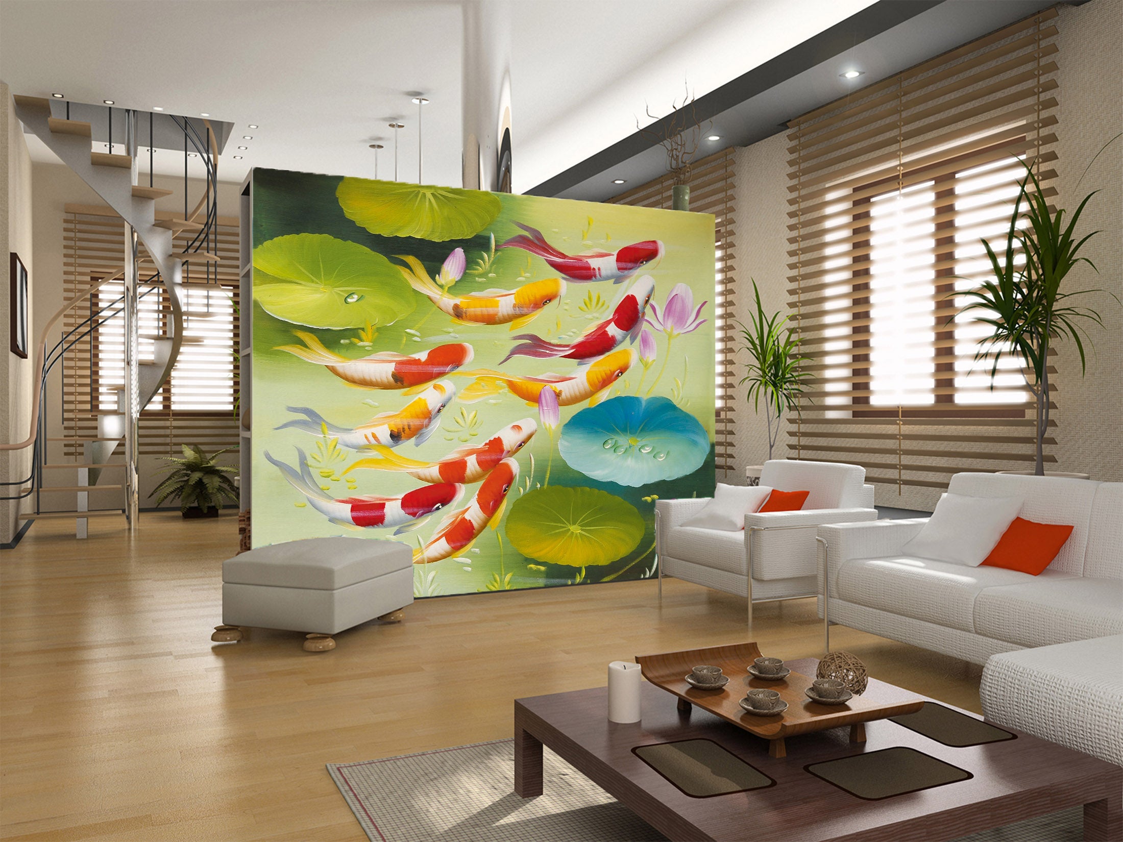 3D Goldfish Pond 1009 Wall Murals