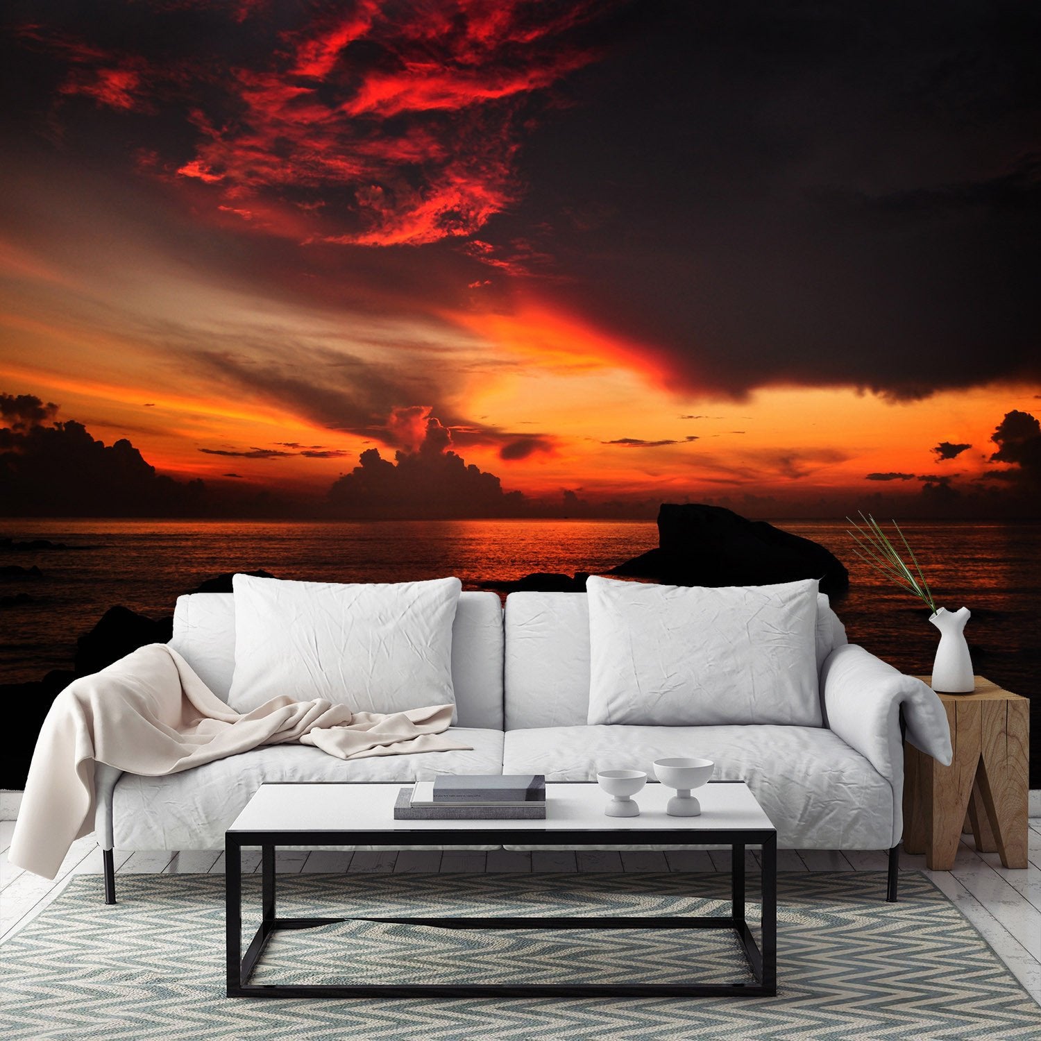 Sea Rosy Clouds Wallpaper AJ Wallpaper 