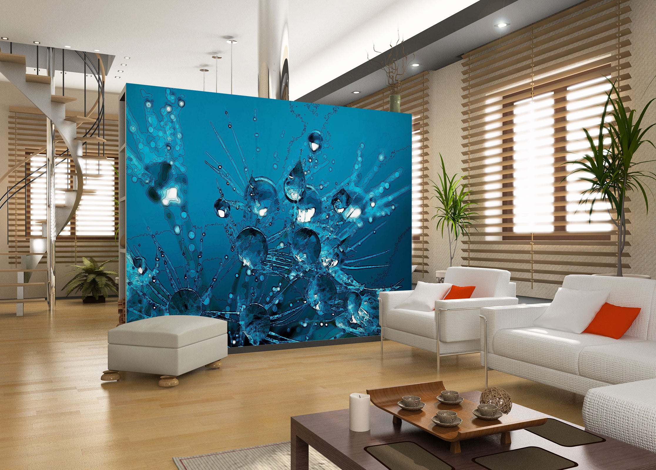 3D Water Drop Plant 91116 Alius Herb Wall Mural Wall Murals