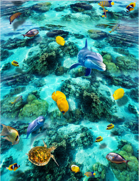 3D Clear Waters Floor Mural Wallpaper AJ Wallpaper 2 