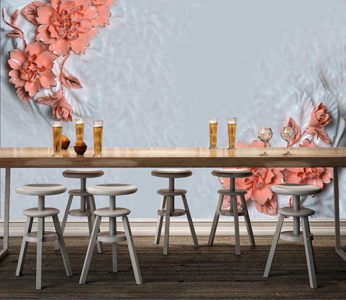 3D Pink flower carving decals Wallpaper AJ Wallpaper 1 