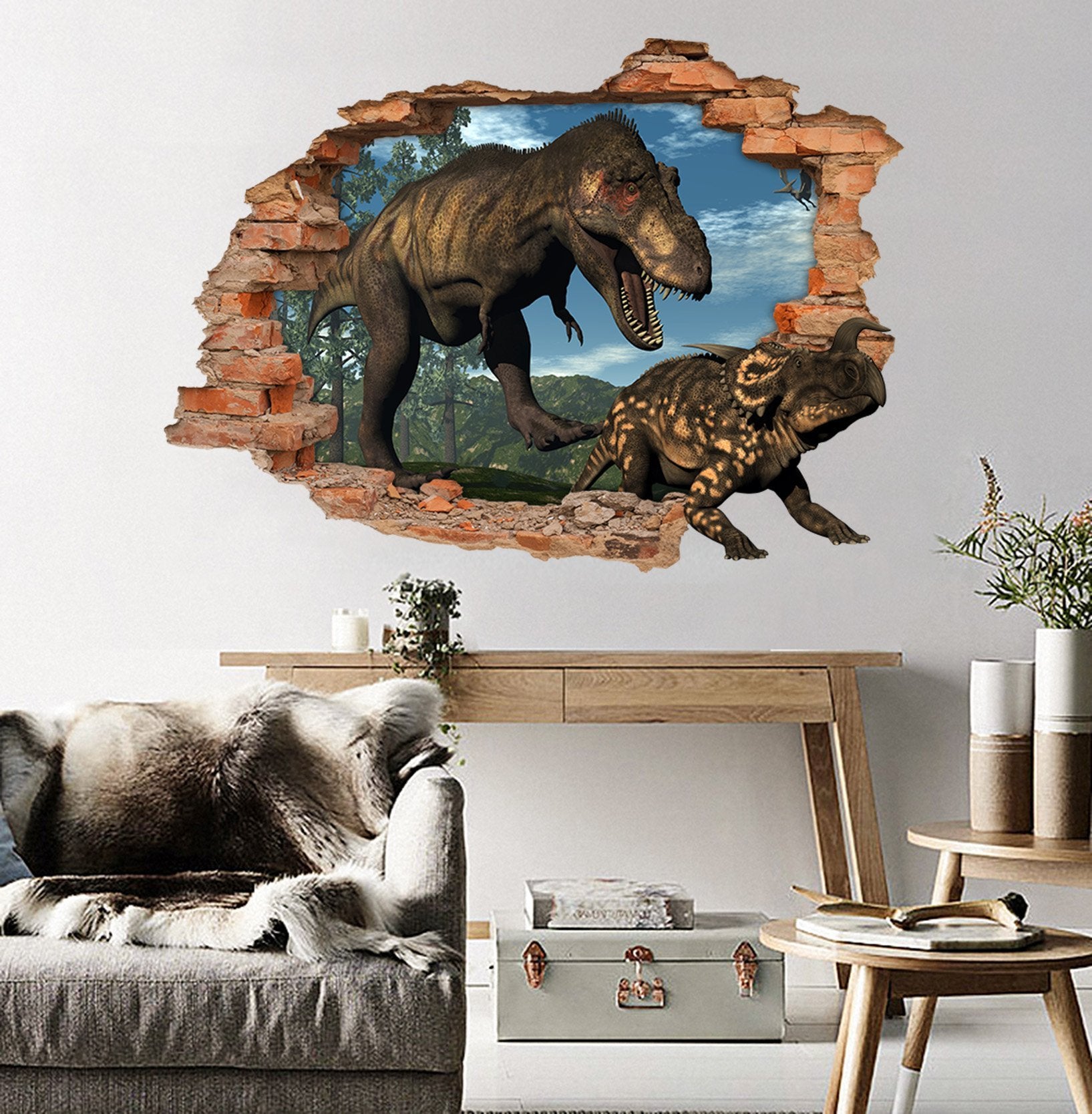 3D Funny Dinosaurs 91 Broken Wall Murals Wallpaper AJ Wallpaper 