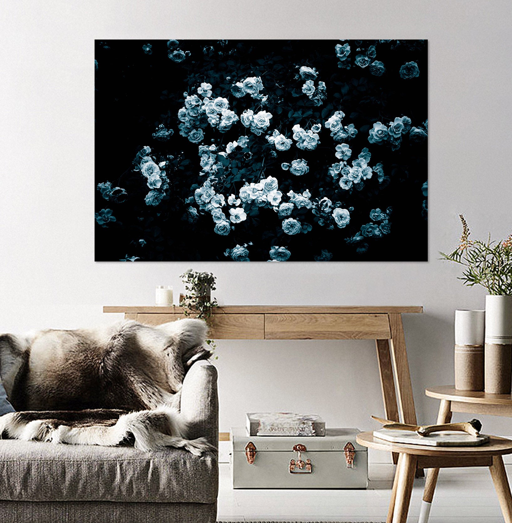 3D Rose In Bloom 016 Noirblanc777 Wall Sticker