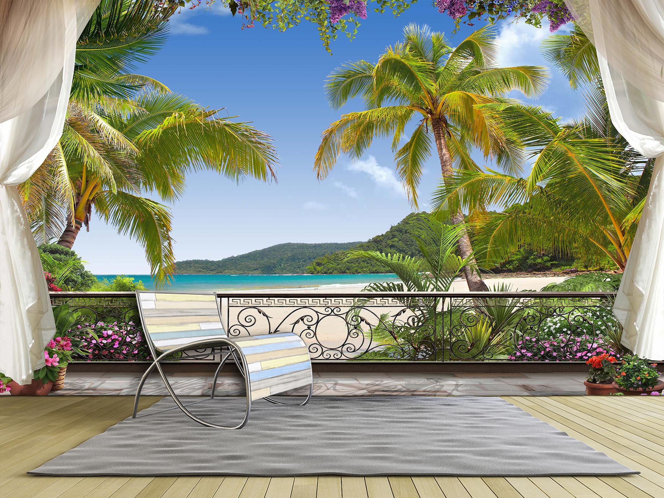 3D Coconut Palm Tree 2049 Wall Murals