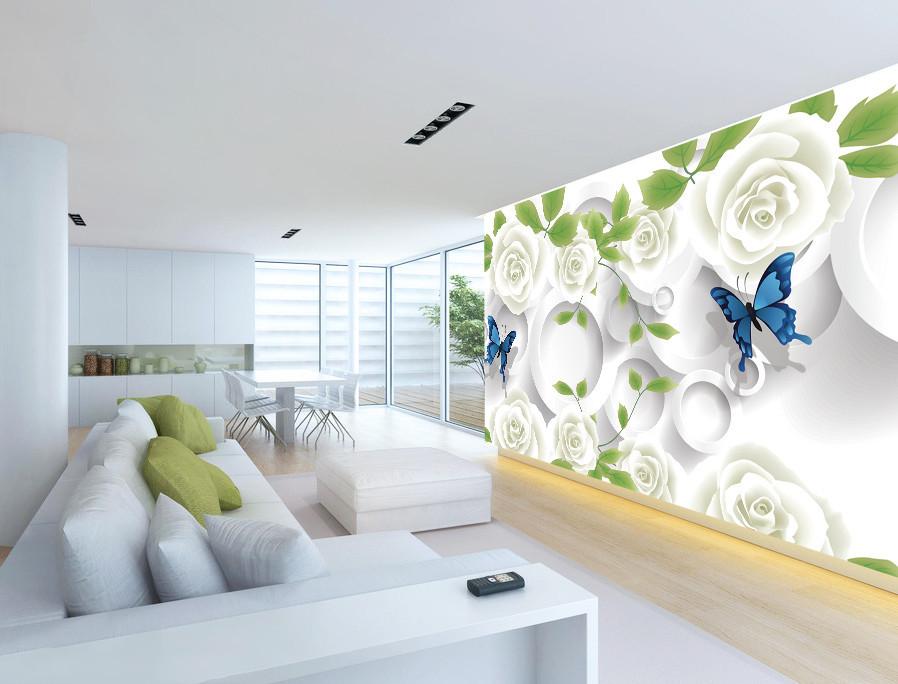 3D White Rose And Butterfly 672 Wallpaper AJ Wallpaper 2 