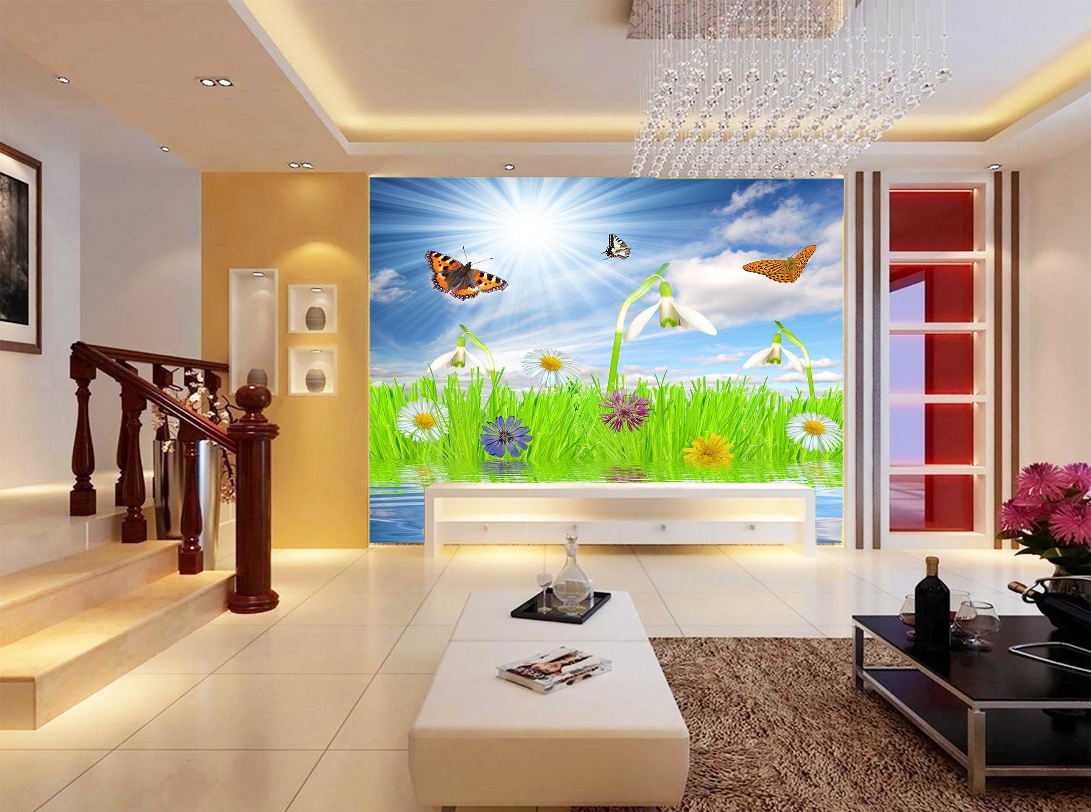 3D Sunshine Butterfly 799 Wallpaper AJ Wallpaper 