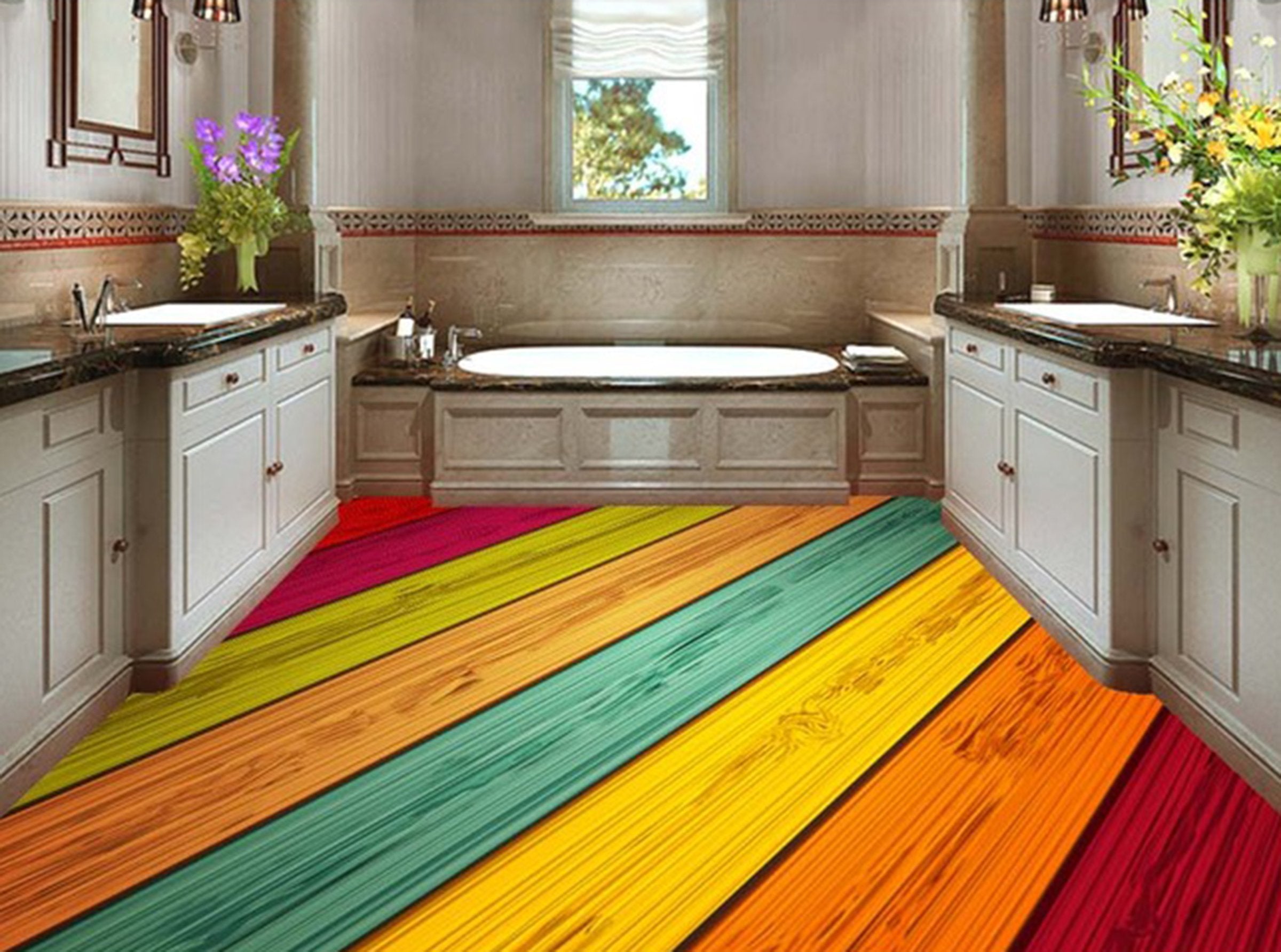 3D Color Stripe WG018 Floor Mural Wallpaper AJ Wallpaper 2 