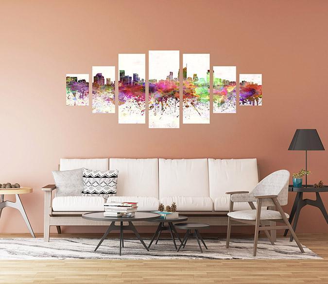 3D Colorful City 141 Unframed Print Wallpaper Wallpaper AJ Wallpaper 