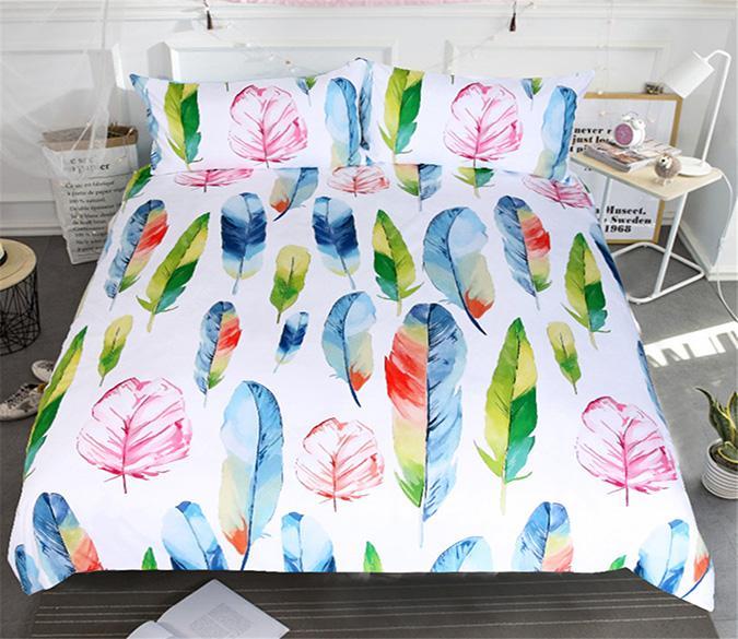 3D Watercolor Feather 181 Bed Pillowcases Quilt Wallpaper AJ Wallpaper 