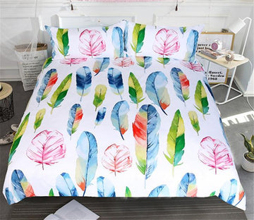 3D Watercolor Feather 181 Bed Pillowcases Quilt Wallpaper AJ Wallpaper 