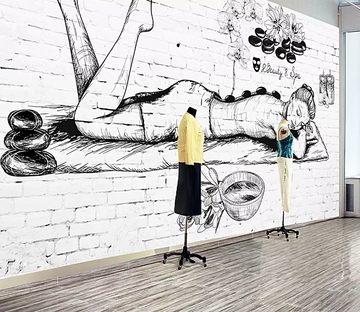 3D Graffiti Woman Lunch Break 131 Wallpaper AJ Wallpaper 2 