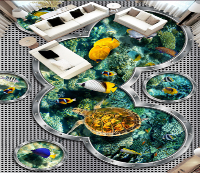 3D Turtle Fish 067 Floor Mural Wallpaper AJ Wallpaper 2 