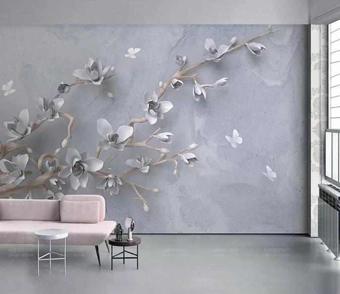 3D White Butterfly 377 Wallpaper AJ Wallpaper 