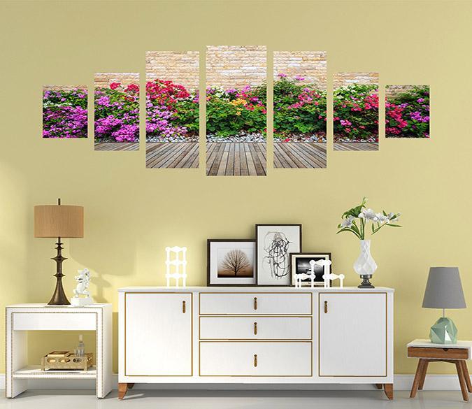 3D Row Of Flowers 057 Unframed Print Wallpaper Wallpaper AJ Wallpaper 