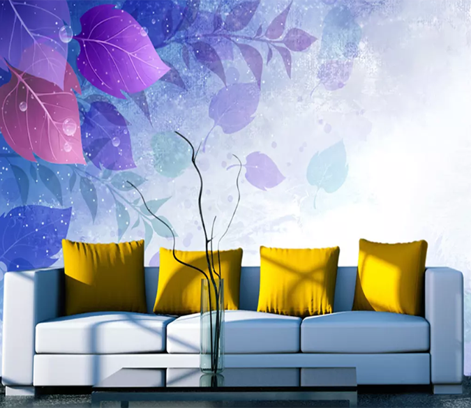 3D Leaves Falling Water Drops 1036 Wallpaper AJ Wallpaper 2 