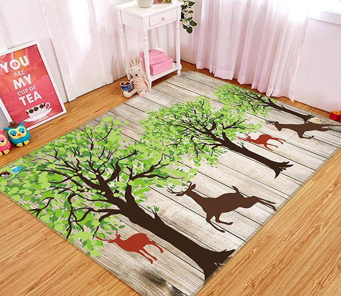 3D Tree Elk 334 Non Slip Rug Mat Mat AJ Creativity Home 