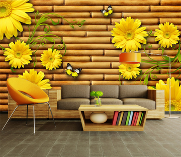 3D Sunflower Butterfly 468 Wallpaper AJ Wallpaper 