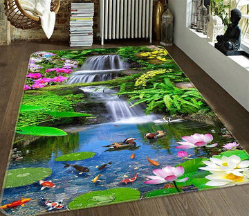 3D Lotus Leaf 025 Non Slip Rug Mat Mat AJ Creativity Home 