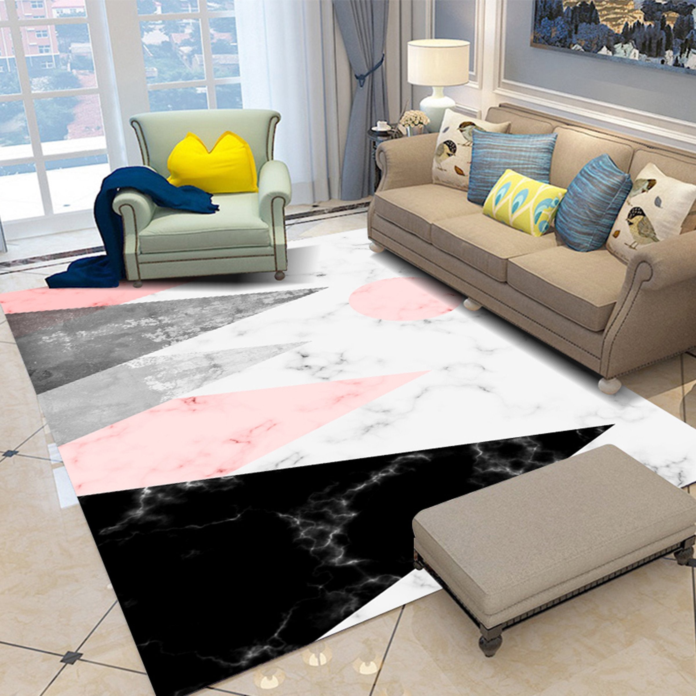 3D Colored Geometric Pattern WG451 Non Slip Rug Mat Mat AJ Creativity Home 