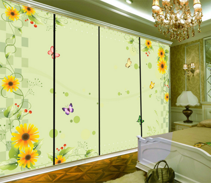 3D Sunflower Butterfly 043 Wallpaper AJ Wallpaper 