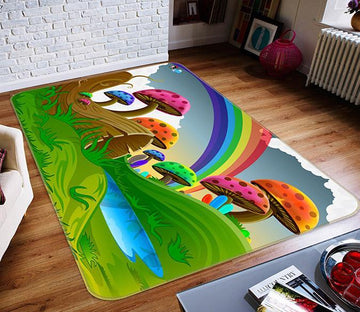 3D Rainbow Mushroom 493 Non Slip Rug Mat Mat AJ Creativity Home 