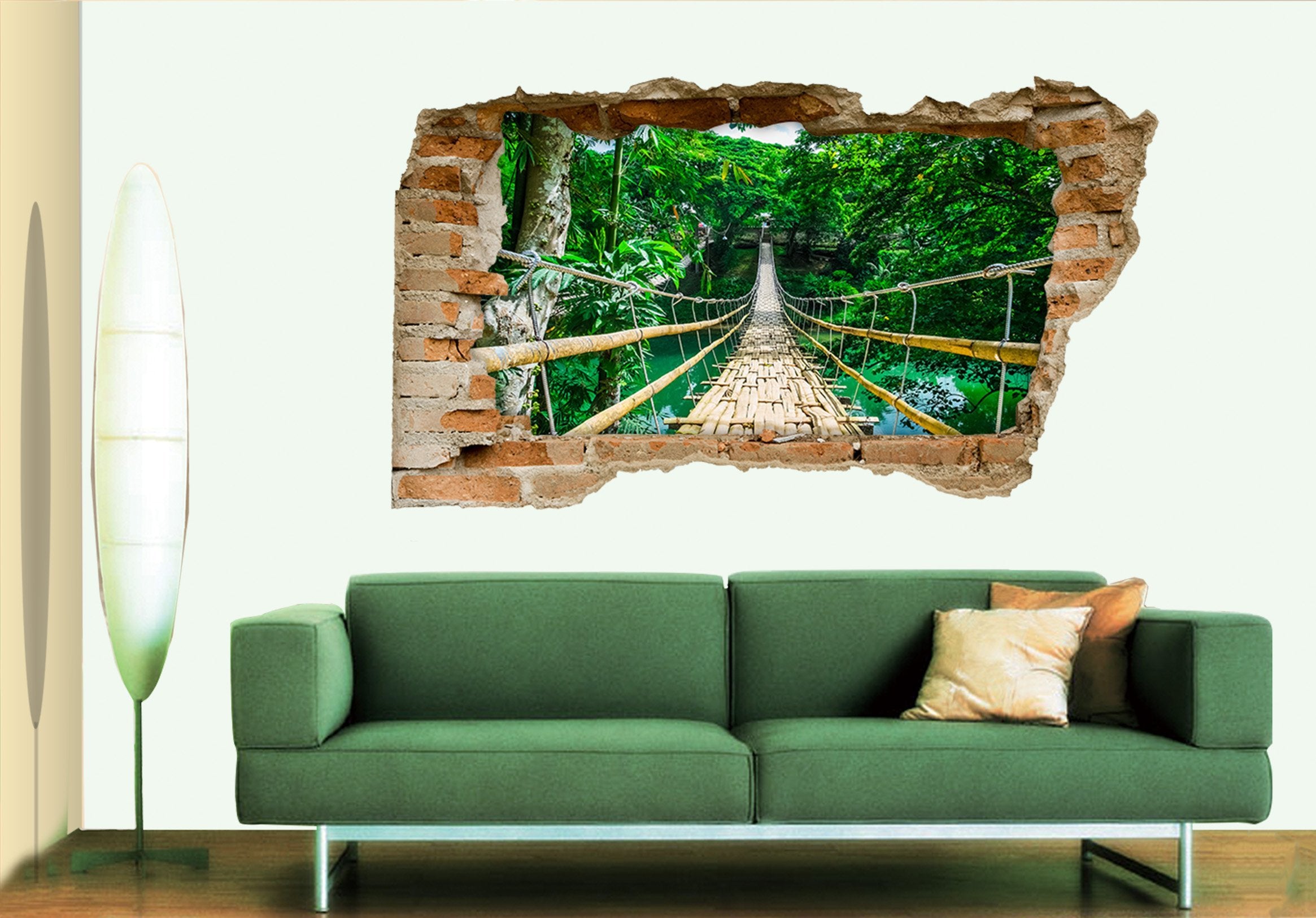 3D Lake Drawbridge 091 Broken Wall Murals Wallpaper AJ Wallpaper 