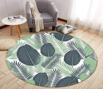 3D Big Leaves 201 Round Non Slip Rug Mat Mat AJ Creativity Home 