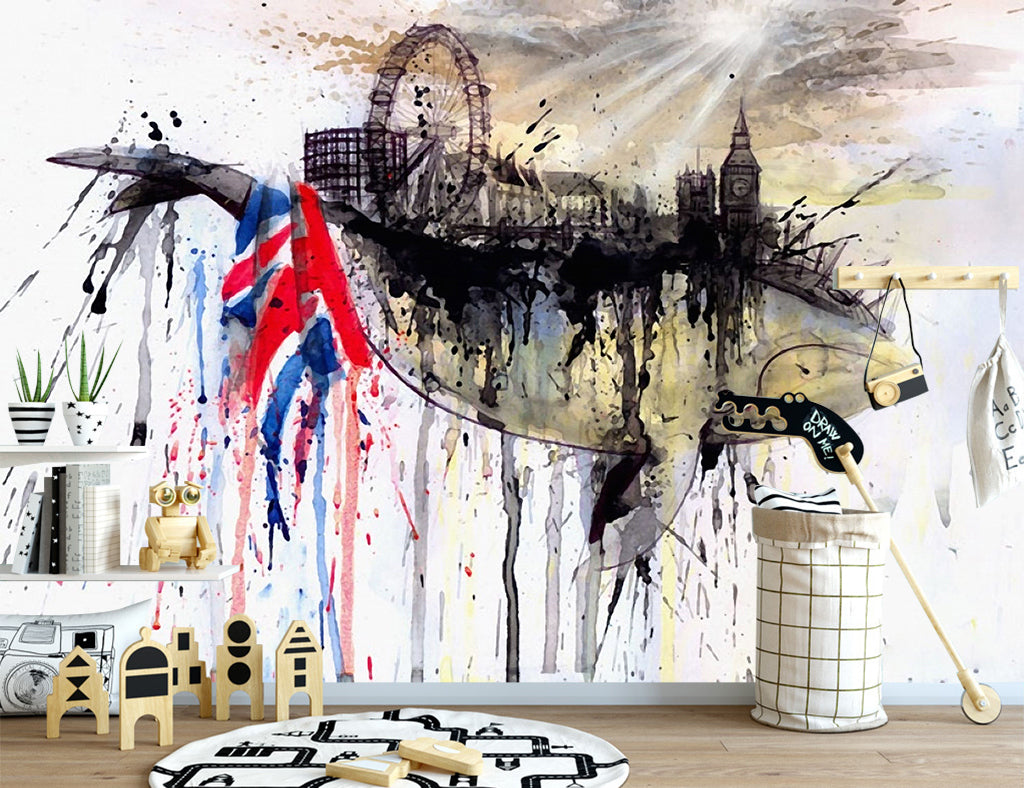 3D Whale Pattern WG102 Wall Murals