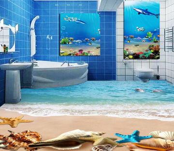 3D Conch Dolphin 257 Floor Mural Wallpaper AJ Wallpaper 2 