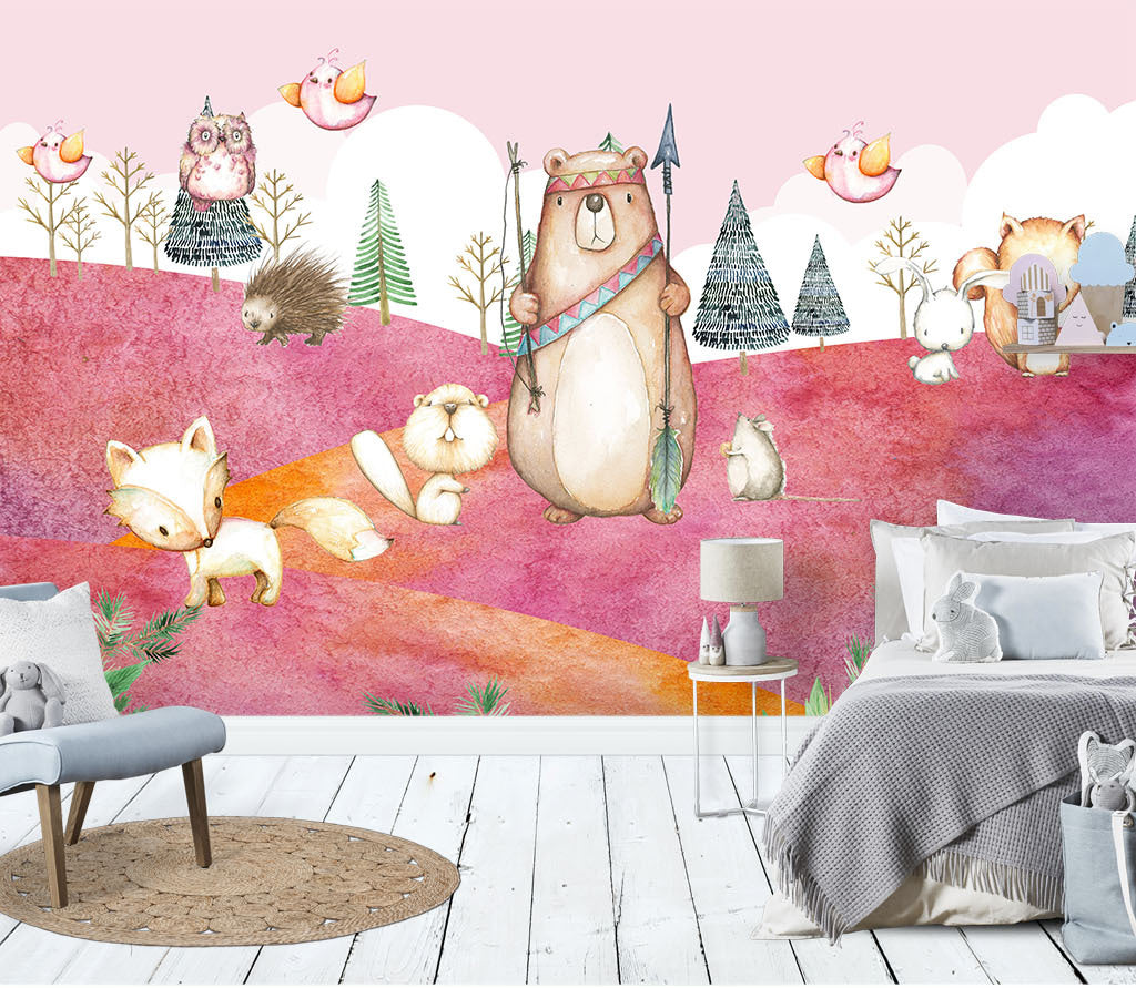 3D Bear Fox WG439 Wall Murals