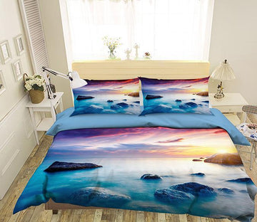 3D Sunset Stones 032 Bed Pillowcases Quilt Wallpaper AJ Wallpaper 