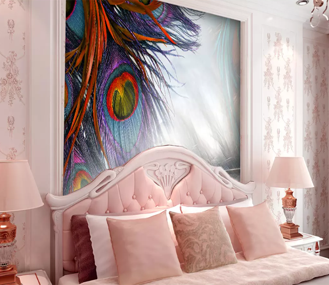 3D Red Peacock Feather 1360 Wallpaper AJ Wallpaper 2 