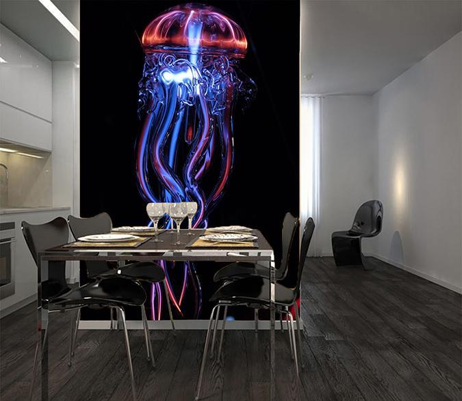 3D Red Jellyfish Swimming 014 Wallpaper AJ Wallpaper 