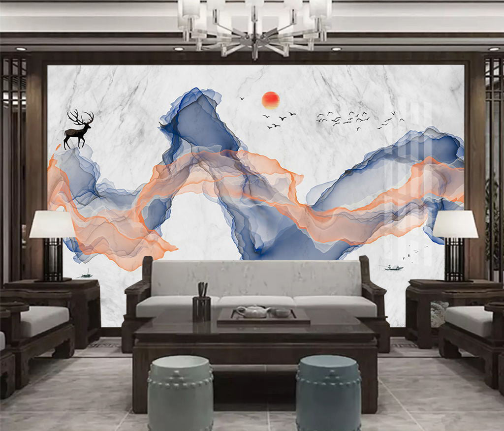 3D Sun Deer WG122 Wall Murals