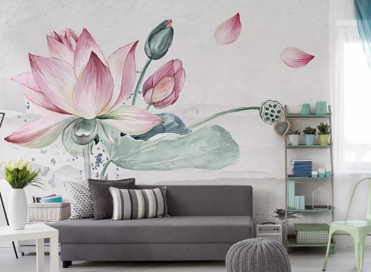 3D Pink Lotus 587 Wall Murals Wallpaper AJ Wallpaper 2 